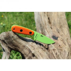 ESEE Izula Venom Green Fixed Blade Knife w/ Orange G10 Handles and Molded Polymer Sheath